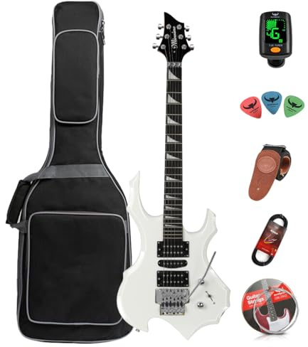Guitare électrique adulte débutant débutant guitare rock costume professionnel (White)