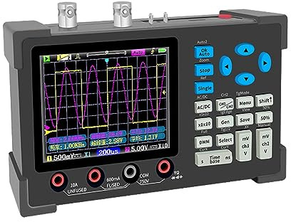 COSINE Oscilloscope Numérique de Bureau DSO3D12 de 3,2 Pouces, Multimètre à Double Canal de Bande Passante de 120 M et Générateur de Signal 3 en 1 120 M Facile à Utiliser, Noir et Gris