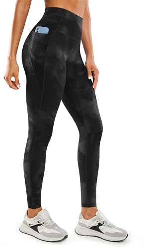 CRZ YOGA Butterluxe Leggings Fickor 28'' Black Tie Dye Blommor M