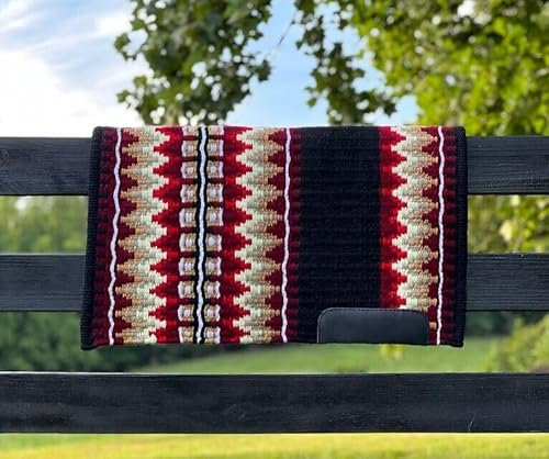 EQUIGEAR Western Show Horse Satteldecke aus neuseeländischer Wolle, Western-Design, handgefertigte Satteldecke, Wollpolster, Sensor Flex (Anpassung möglich), SX15 (34 x 42)