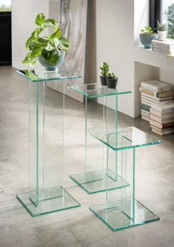 möbelando Beistelltisch >7/150< in Klarglas, Glas - 25x56x25cm (BxHxT)