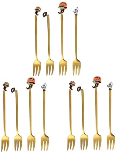 Alipis 12pièces Fourchettes Pendantes Halloween Pour Desserts Café Et De Chat Citrouille Dent