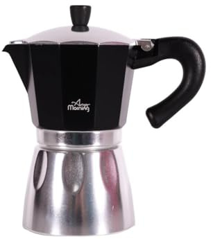Any Morning Stovetop Espresso Moka Pot in alluminio, nero, 240 ml