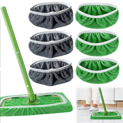 ulafbwur Cuscinetti riutilizzabili in 100% pile di corallo, copertura per scarpe di ricambio per mocio, attacco per mocio, 3 pezzi, assorbenza superiore, lavabile, facile installazione, ricambio