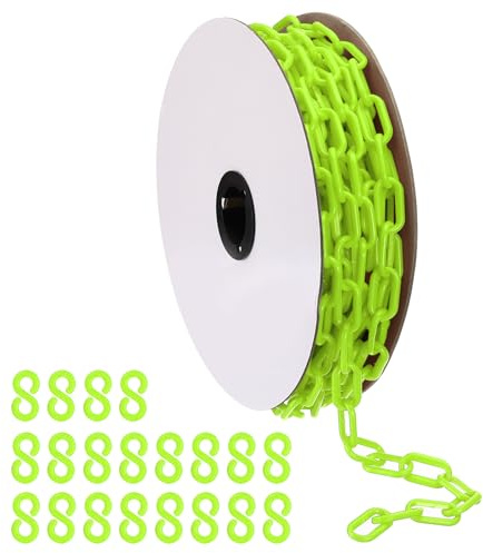 PATIKIL Plastikkette, 52 Fuß Sicherheitsbarriere-Kette zur Personenkontrolle, 1/4 Zoll (6 mm) grüne Kunststoffkettenverbindungen für Warteschlangen, Parkplätze, Zäuneen
