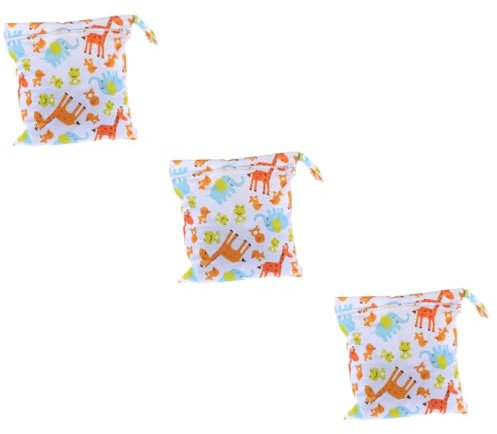 ibasenice 3stücke Giraffe-Muster Wickeltasche Waschbare Wiederverwendbare Und wasserdichte Babywindeltasche Mit Reißverschluss Und Praktischem Tragegriff Weiß