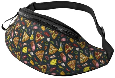 Sac banane à bandoulière pour homme et femme – Jambon, poivre, pizza, course à pied, sac banane de voyage pour homme et femme