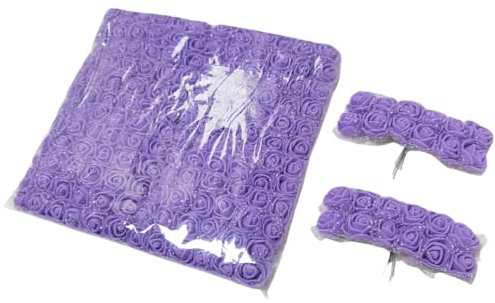 DODXIAOBEUL 144 pcs Mini Roses Artificial Flowers,Mini Roses for Crafts,Miniature Flowers for Dollhouse, for Gift Decoration, Handicraft DIY Flowers,Dollhouse Décor (144, Purple)