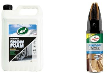 Turtle Wax Cherry Snow Foam 53111 - Thick, Rich Car Shampoo & Wash Removes Road Film, Grease & 52739 Power Out Car Interior Leather Cleaner & Conditioner Stain Odour Remover