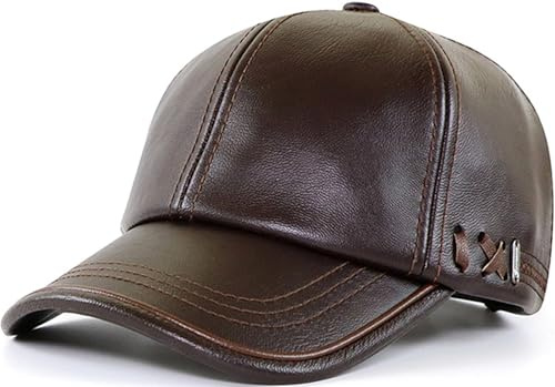 YeeHeen Baseball Cap for Men Women PU Leather Trucker Hat Adjustable Ball Hat Coffee