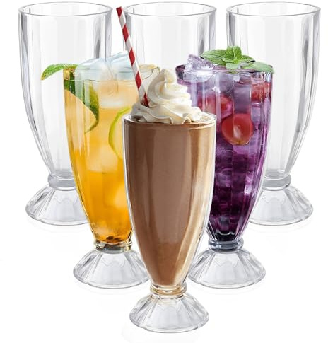 Nexboraque Paquete de 6 vasos de plástico para batido, vasos de batido de 450 ml, vasos de helado para helado, vasos de refresco transparentes para batidos, cerveza de raíz, fiestas, eventos