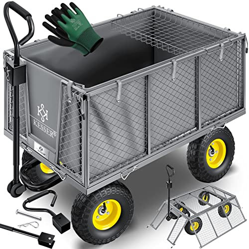 KESSER® Chariot de Transport 550 kg - Jardinage, Outils, Bras Nouveau - Gris