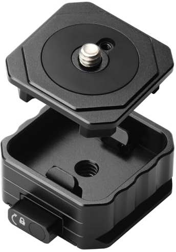 HSU Schnellwechsel-Kamerahalterung, Schnellwechselplatte mit 1/4 Schraube | Mini Stativ Metall-Schnellwechselsystem für DSRL-Kameras/Gimble/Stativ/Monopod/Kugelkopf/Slider/Stabilisatoren