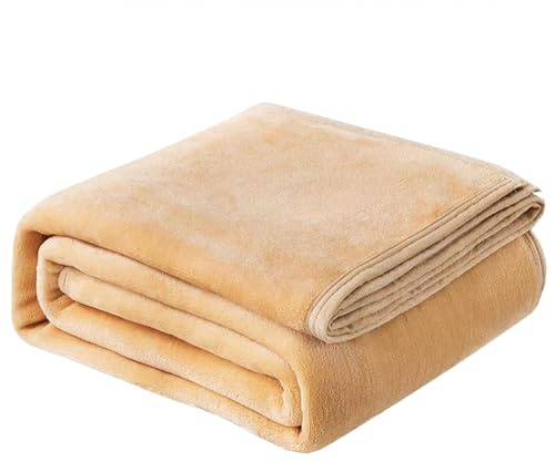 XIEMINLE Coperta per divano in flanella, coperta in pile grande, versatile per divano, camera da letto, viaggi, poltrona, coperta soffice in velluto, singolo, matrimoniale (200 x 230 cm, cammello)