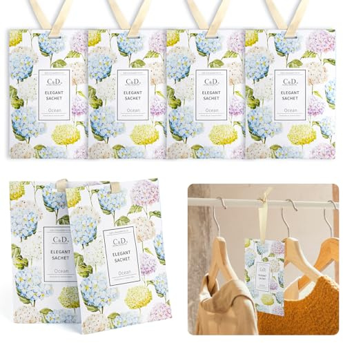 6 Stück Duftsäckchen Kleiderschrank, 20g Schrankduft Frische Sachets, Kleiderschrank Duft, Aromatherapie Dufterfrischer Taschen für Schubladen, Schränke, Autos, Garderoben (Ocean)