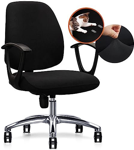 FYTXSZ Chair Covers Spandex Office Computer Chair Cover Stretch Removable Washable Rotate Swivel Chair Protective Covers (Black)