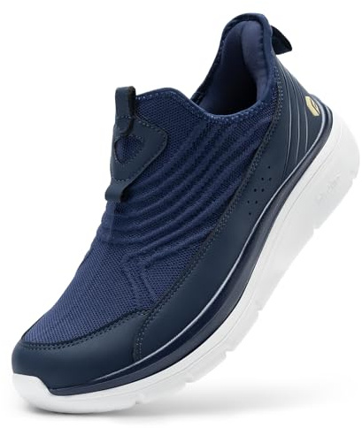 FitVille Slip On Zapatillas Deportivas de Horma Ancha para Hombre Sin Cordones Zapatos Transpirables, Cómodas para Caminar y Correr