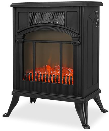 Cheminée électrique avec chauffage, radiateur soufflant, économe en énergie, effet flamme, chauffage électrique, silencieux, télécommande avec effet froissé 1900 W