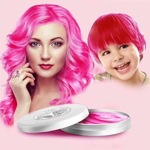HaiolorPro Rose Cire Colorante Cheveux Homme et Femme, Gel Spray Colorant Cheveux pour Enfants, Maquillage de Coloration Temporaire Cheveux Fêtes ou Cosplay (Rose)