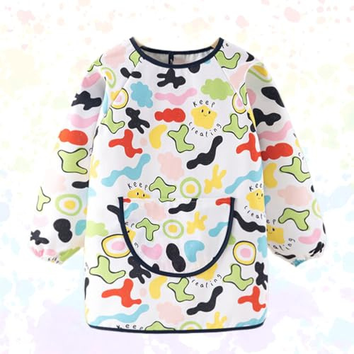JEYORZY 1 pcs Bata Pintura Niños, Delantal para Niños, Delantal Infantil para Pintar, Babi Escolar Infantil Babis Escolares Impermeable con Mangas y Bolsillo Pintura Blusa para Pintura Cocina Escuela