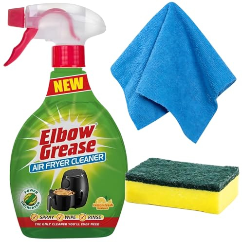 Elbow Grease Air Fryer Cleaner Spray 500 ml - Kitchen Cleaner Elbow Grease Air Fryer Cleaner with Extra Cleaning Sponge and Microfiber Cloth