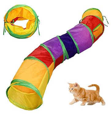RongQiLBB S-Type Cat Tunnel, 2 Way Cat Toy Tunnel Tube Pet Play Tunnel Rabbits Tunnels for Indoor Cats, Puppy, Kitty, Rabbits, Hamster, Guinea Pig Interactive Toy Tunnel