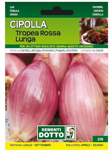 Sicignano | Semi Cipolla di Tropea Rossa Lunga, Bulbo Rosso, Forma Allungata, Sapore Dolce, Busta Extra - 2 Confezioni da 1.7g, Pianta a Ciclo Precoce