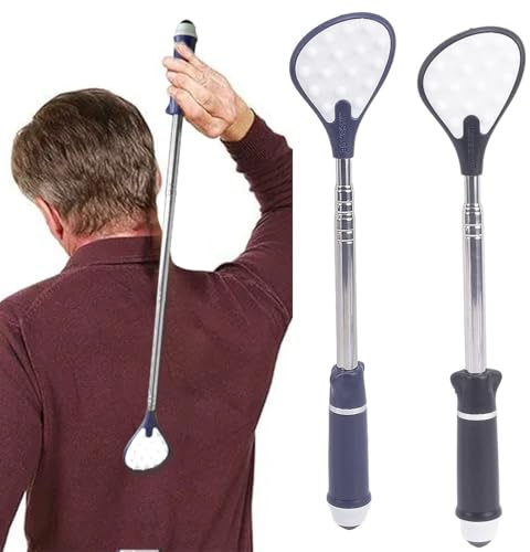 GXGM 2 Piezas Rascador Espalda Extensible, Longitud Extensible 27-61cm, Back Scratcher Con Perlas de Masaje Magnéticas, Rascador de Espalda con Gran Superficie de Rascado(Negro Púrpura