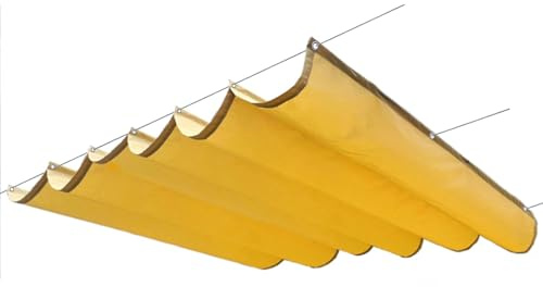 WIGING Retractable Wave Sun Shade Sail, Outdoor Water proof Fabric Replacement Shade Cover With Mounting Kit for Pergola Porch Garden, Sunshade Rate 95%(Earthy yellow)