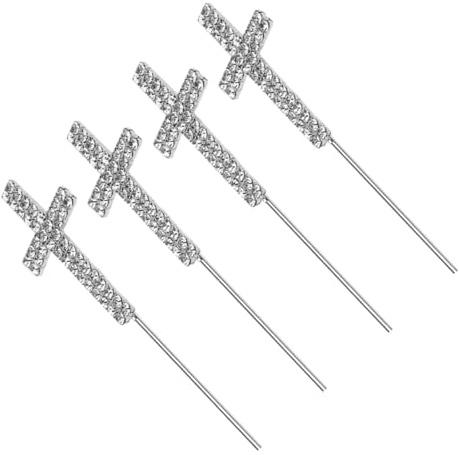 CIYODO 4 Stück Kreuz Kuchen Toppers Kristall Kreuz Design Tortendeko für Konfirmation Geburtstagsfeiern und Partys Stilvolle Dekoration für Ihre Kuchen
