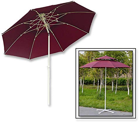 CAFIEDR Parasol de Jardin à Double Toit, Parasol de Table de marché réglable en Hauteur avec mécanisme d'inclinaison, Grand Parasol d'extérieur de 8,2 Pieds
