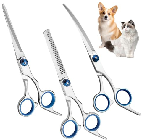 ATBUSS Tijeras De Peluquería De 3 Piezas, Juego De Herramientas De Peluquería para Mascotas, Accesorios para Recortar Caras De Perros, Adecuados para El Aseo Diario De Mascotas.