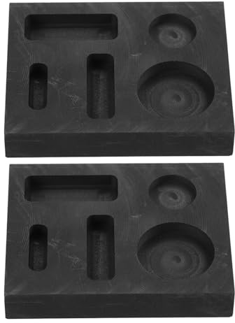 NUOBESTY Molde de Lingotes de Grafito Negro Pack de 2 Piezas 5 Ranuras para Fundición y Fusión Estructura Resistente y Reproducción Detallada para Joyería y Metales