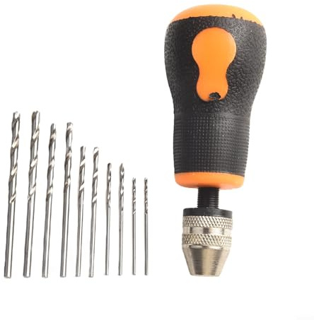 Pumixiy Kleines Handbohrer-Set mit 10 Bits 0,5–3,2 mm für Holz, Kunststoff, Schmuck, Modellbau
