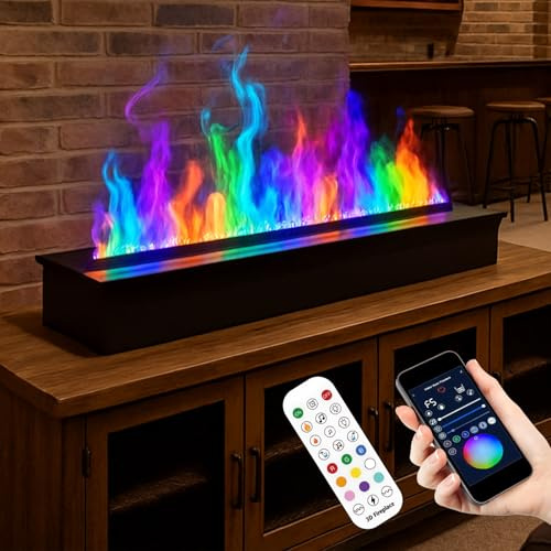 Humidificador eléctrico para chimenea, vapor de agua 3D, control remoto por aplicación y control táctil para un ambiente moderno de calefacción del hogar