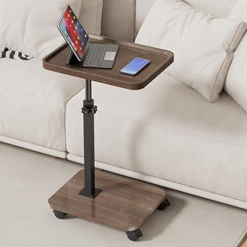 Höhenverstellbarer Betttisch auf Rollen, Laptoptisch C-Form, Pflegetisch Krankentisch, Betttisch Wohnzimmer Sofatisch, für Couch, Zuhause, Büro