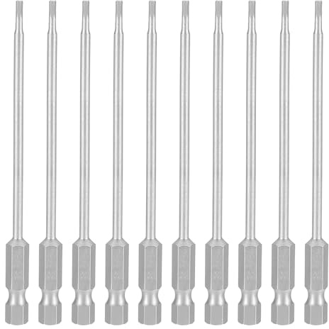 sourcing map 10 punte per trapano a testa esagonale da 5/64 SAE 1/4 gambo esagonale da 100 mm di lunghezza S2 in acciaio magnetico a percussione per cacciavite elettrico esagonale di grado