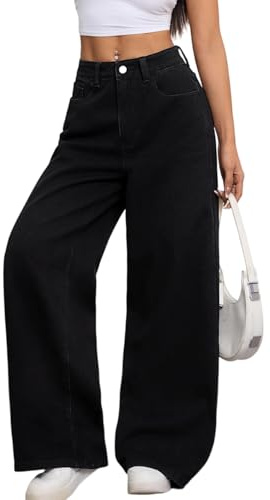 OYICAI Jeans larghi da donna, a gamba larga, stile vintage, anni '90, stile hip hop, E10 Nero, XL