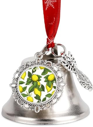 Yellow Fresh Lemons Christmas Bell Small and Compact Christmas Jingle Bell Ornament Christmas Tree Hanging Best Wishes Bells Pendant Party Festival Decor