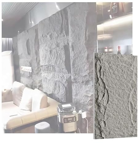 XLIHAWY 3D Wall Panels, Accent for Interior Decor Brick Wainscoting, Outdoor Watertight PU Wall Cladding for Home Hotel Backyard(Gray,0.6x1.2m/23.6x47.2in/3pcs)