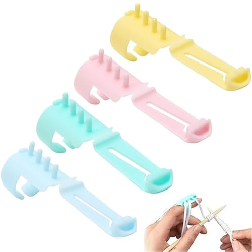 4 Piezas Anillo de Crochet Ajustable con Guía de Hilo,Dedal Soporte para Dedo para Tejer y Hacer Ganchillo,Accesorios para Manualidades y Costura de Plástico