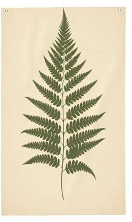 Einfache Farn-Vintage-Flagge, botanische Hof-Hausflagge, 90 x 150 cm, mit Ösen, für drinnen und draußen, Party-Dekoration