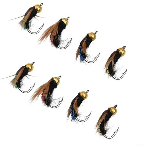 Set di 8 esche per pesca a mosca, imitazione di ninfa Stonefly per la cattura di trote, spigole, temoli e panfish specie