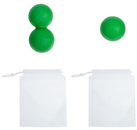 Beatifufu Peanut Massage Ball Green Single Storage Bag, Double Lacrosse Massage Roller for Deep Tissue Muscle Release, Fascia Trigger Point Therapy Fitness Equipment