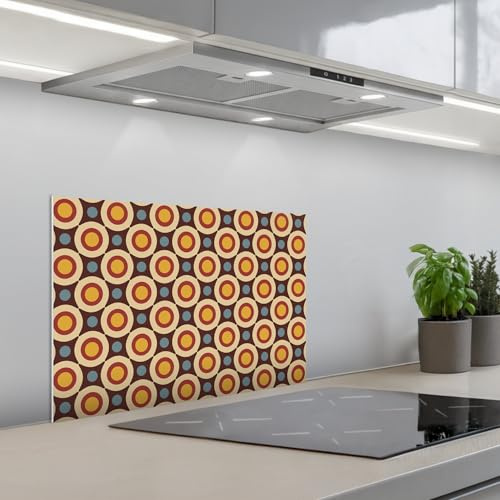 KitchenYeah© Credence Cuisine 40x60 cm Adhesif Protection Mur Plaque De Cuisson Plastique Rigide Revetement Murale À Coller Rétro - Vintage - Design - Cercle
