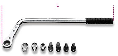 BETA 1477K/7 - Kit chiave curva a cricchetto reversibile con inserti