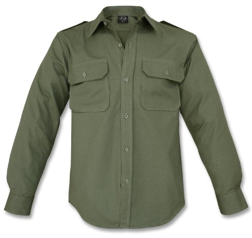 Mil-Tec Feldhemd Ripstop – Robustes Einsatzhemd aus 100% Baumwolle, Taktisches Diensthemd mit Brusttaschen & Schulterklappen, Outdoor- & Arbeitshemd