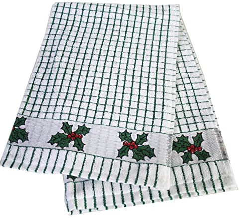 The Original Poli-dri Kitchen Towel from Samuel Lamont 100% Cotton (Holly Leaves)