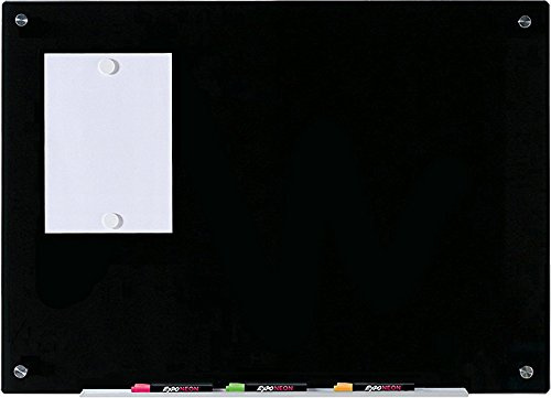 Schwarz Glas-Magnettafel leicht abwischbar - 60 cm x 90 cm - 23 5/8 x 35 1/2 - inklusive Brett, Magneten, Halter für Board-Marker