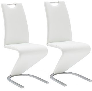 Robas Lund Esszimmerstühle 2er Set Schwingstuhl Weiß, Esszimmerstuhl Stuhl Amado, 62.0 x 45.0 x 102.0 cm